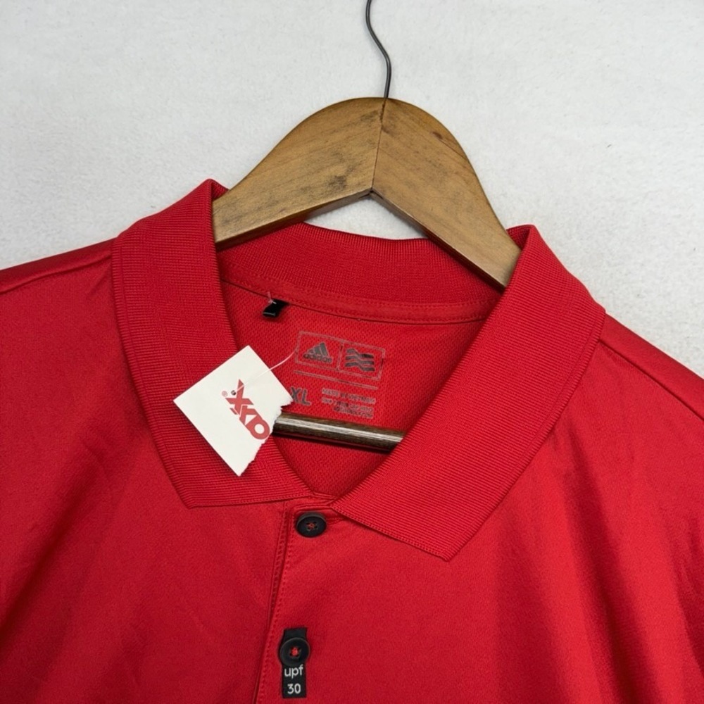 Adidas Polo Shirt Mens XL Red Performance Golf Shirt Activewear Polyester NEW
